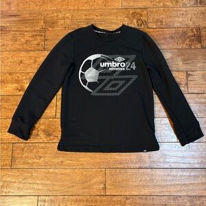 Umbro Black Long Sleeve Soccer Shirt, Silver Accent, youth medium, 8/10
